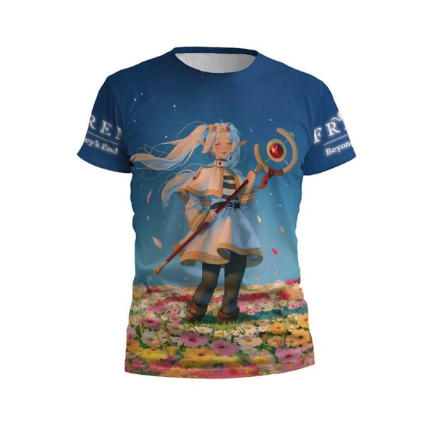 Футболка мужская спортивная с принтом «Фрирен, провожающая в последний путь. Фрирен в цветах. Frieren. Beyond Journey's End. Frieren Among Flowers»