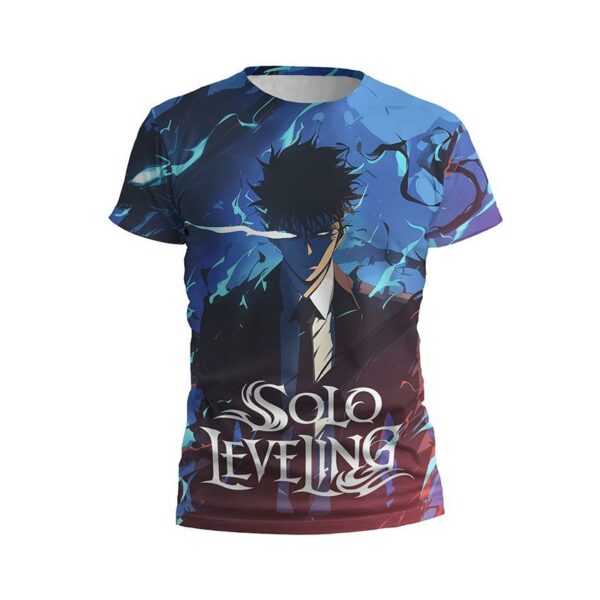 Футболка мужская спортивная с принтом «Только я возьму новый уровень. Сонг Джину. Синий огонь. Solo Leveling. Sung Jinwoo. Blue Fire»