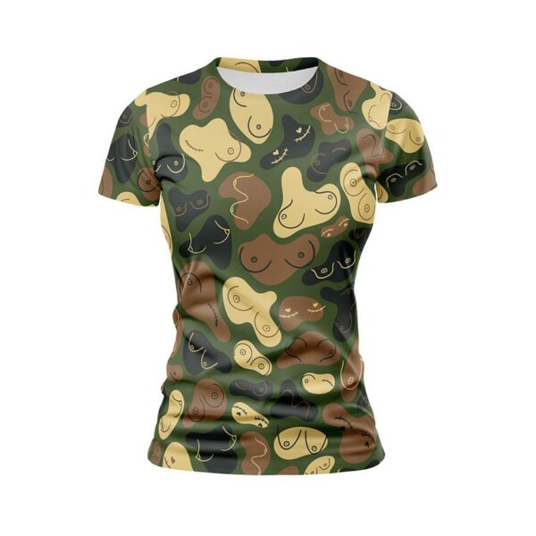 Футболка женская спортивная с принтом «Бодипозитивный камуфляж. Body-positive camouflage»