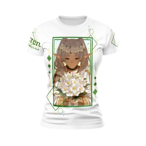 Футболка женская спортивная с принтом «Фрирен, провожающая в последний путь. Нежность странствующей эльфийки. Frieren. Beyond Journey's End. Wandering Elf Tenderness»