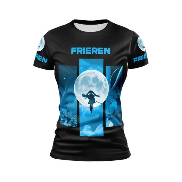 Футболка женская спортивная с принтом «Фрирен, провожающая в последний путь. Путь эльфийской путешественницы. Frieren. Beyond Journey's End. The Path of the Elven Traveler»