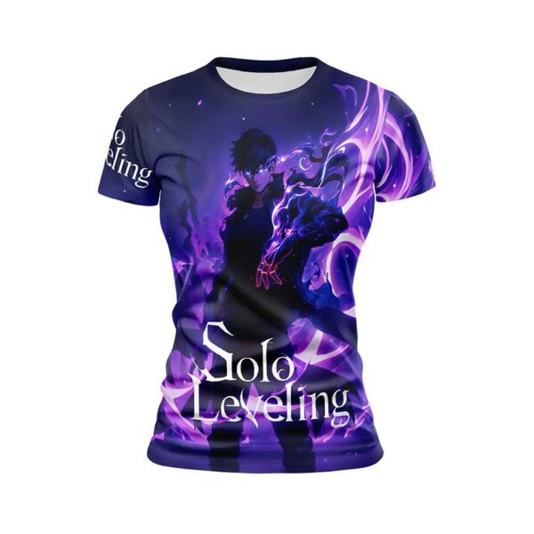 Футболка женская спортивная с принтом «Только я возьму новый уровень. Сила теней. Solo Leveling. Shadow Power»
