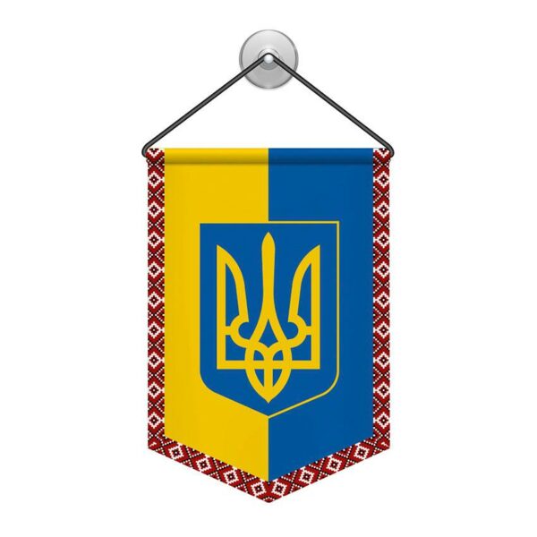Вимпел двосторонній з принтом «Герб України з візерунком. Coat of arms of Ukraine with pattern»
