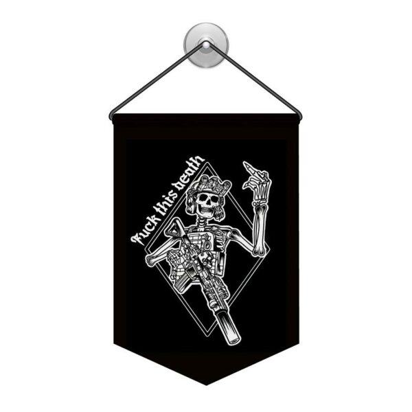 Вимпел двосторонній з принтом «Скелет. Тактичний воїн. Skeleton. Tactical warrior»