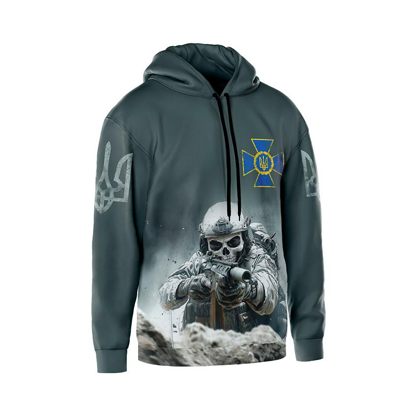 Худі чоловіче з принтом «1-й корпус НГУ «Азов». Бойовий дух. Warrior Spirit»