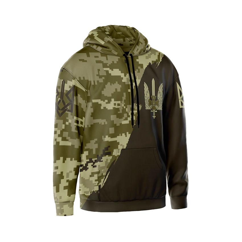 Худі чоловіче з принтом «Альфа. Спецпідрозділ СБУ. Камуфляж. Camouflage»