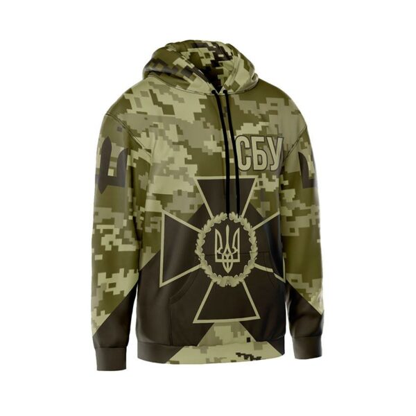 Худі чоловіче з принтом «Служба безпеки України. Камуфляж. Camouflage»
