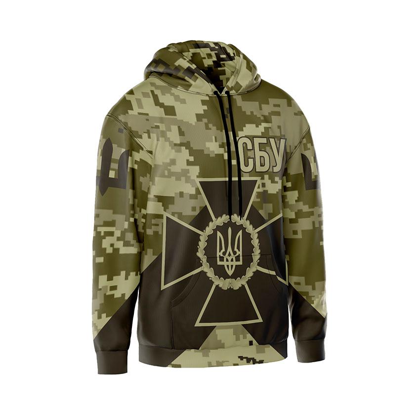Худі чоловіче з принтом «Служба безпеки України. Камуфляж. Camouflage»