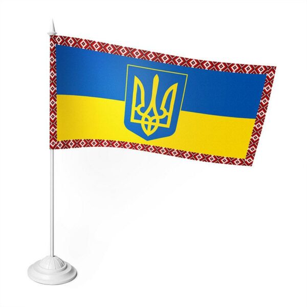 Настільний прапорець з принтом «Герб України з візерунком. Coat of arms of Ukraine with pattern»