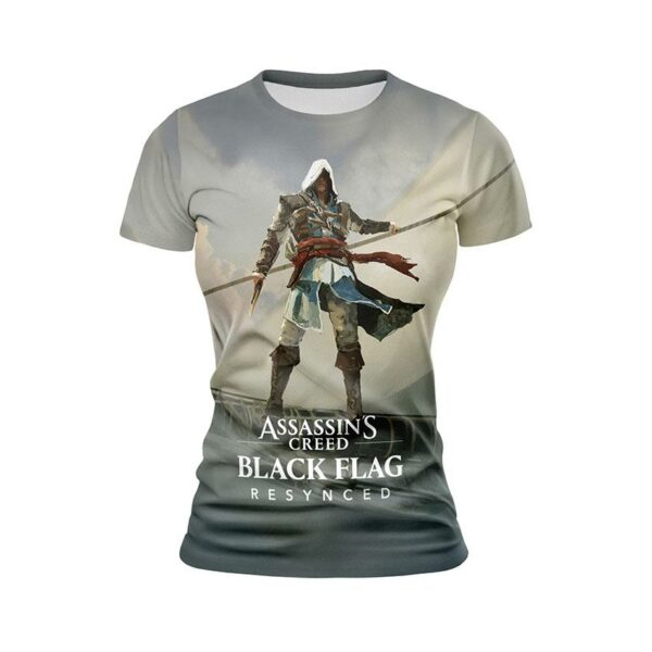 Футболка жіноча спортивна з принтом «Ассасін Крід. Дух Піратства. Assassin's Creed. Pirate Spirit»