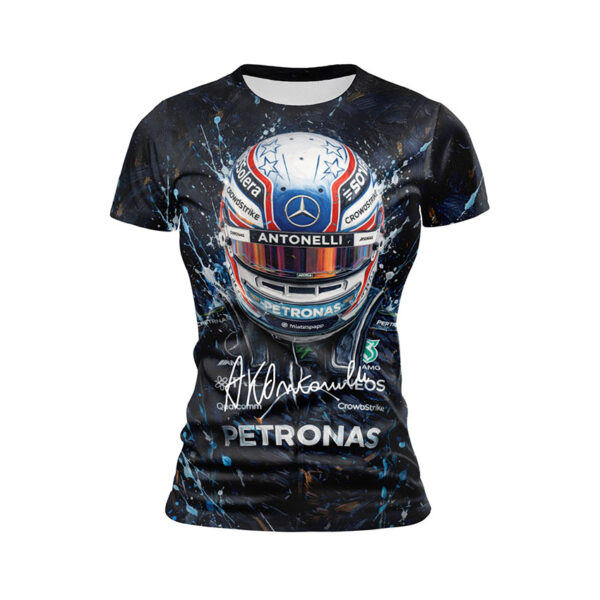 Футболка женская спортивная с принтом «Кими Антонелли. Арт. Формула 1. Kimi Antonelli Art. Formula 1»