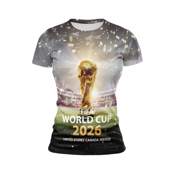 Футболка женская спортивная с принтом «Кубок Мира 2026. World Cup 2026»