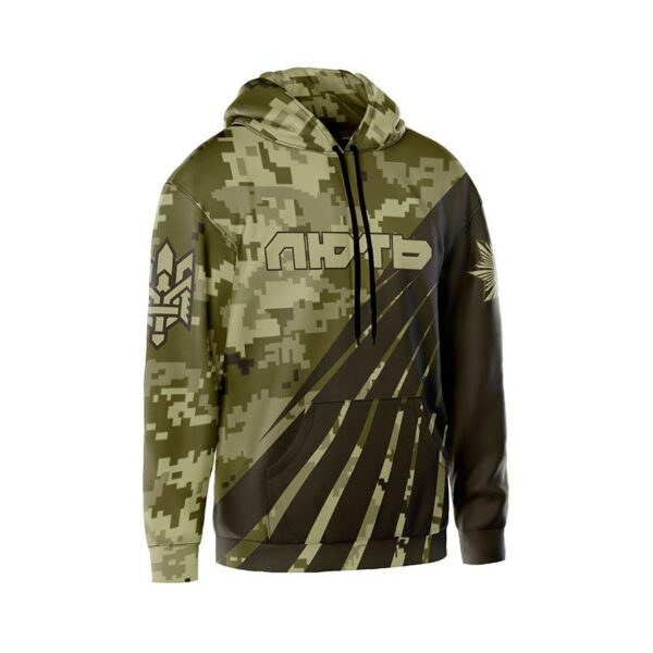 Худи мужское с принтом «Бригада Лють. Камуфляж. Camouflage»
