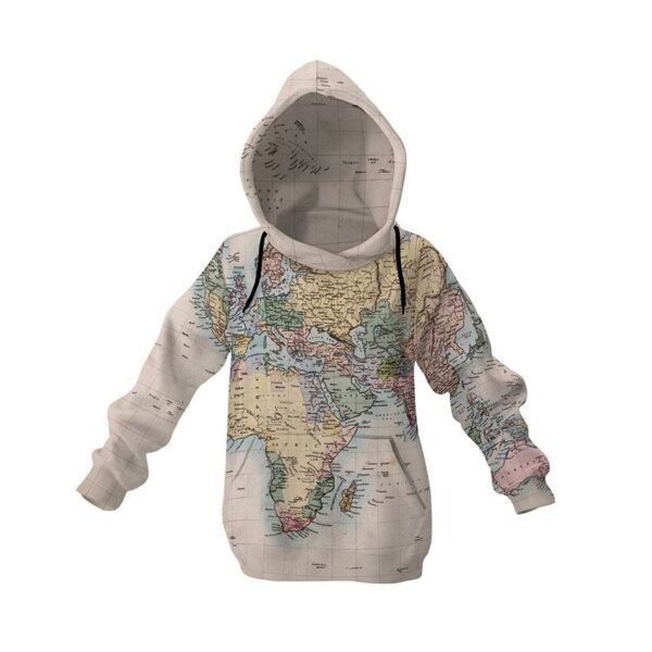 Худі дитяче з принтом «Вінтажна мапа світу. Vintage world map»