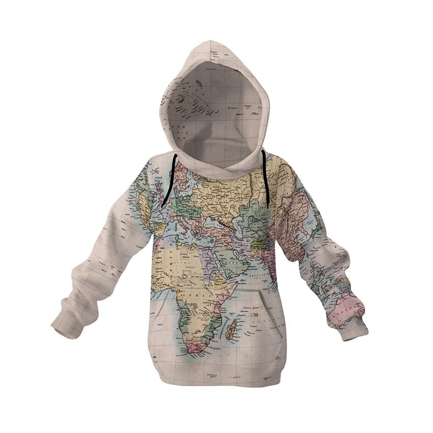 Худі дитяче з принтом «Вінтажна мапа світу. Vintage world map»