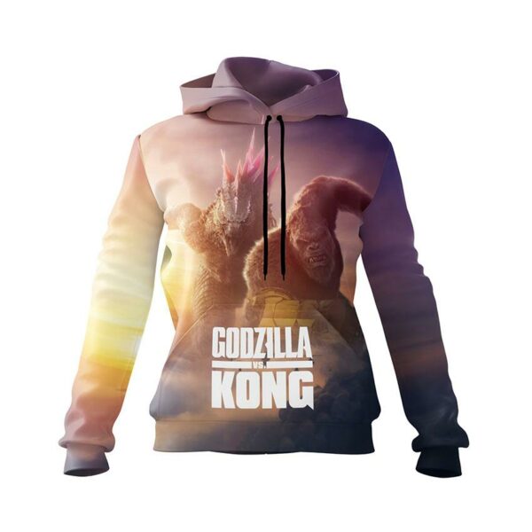 Худи женское с принтом «Годзилла и Конг. Противостояние монстров. Godzilla x Kong. Monster Standoff»