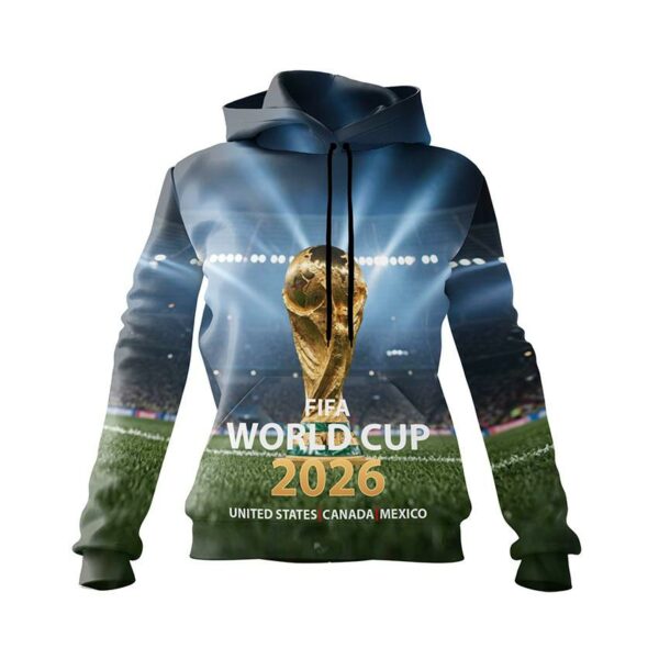 Худи женское с принтом «Кубок мира 2026. Ночной стадион. World Cup 2026. Night stadium»