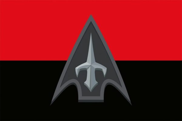 Прапор 1-й окремий центр безпілотних систем (1 ОЦ БпС) Сил безпілотних систем ЗСУ червоно-чорний