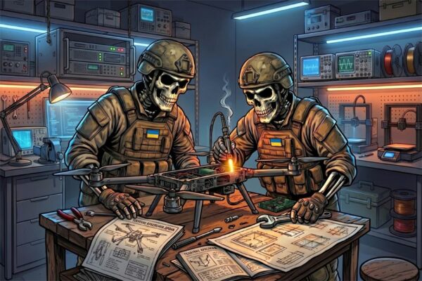 Прапор «Майстерня бойових дронів. Combat drone workshop»