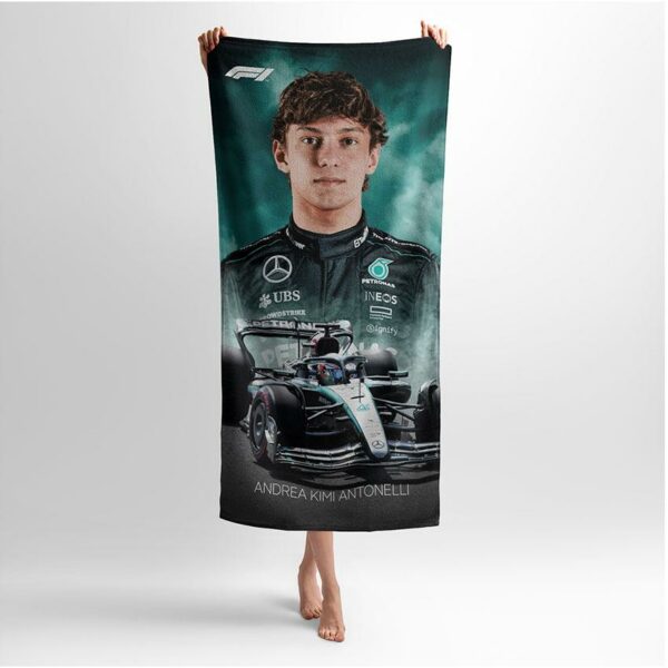 Полотенце с принтом «Кими Антонелли. Легенда. Формула 1. Kimi Antonelli. Legend. Formula 1»