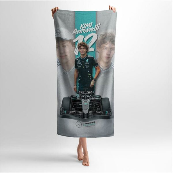 Полотенце с принтом «Кими Антонелли. Мерседес. Формула 1. Kimi Antonelli. Mercedes. Formula 1»