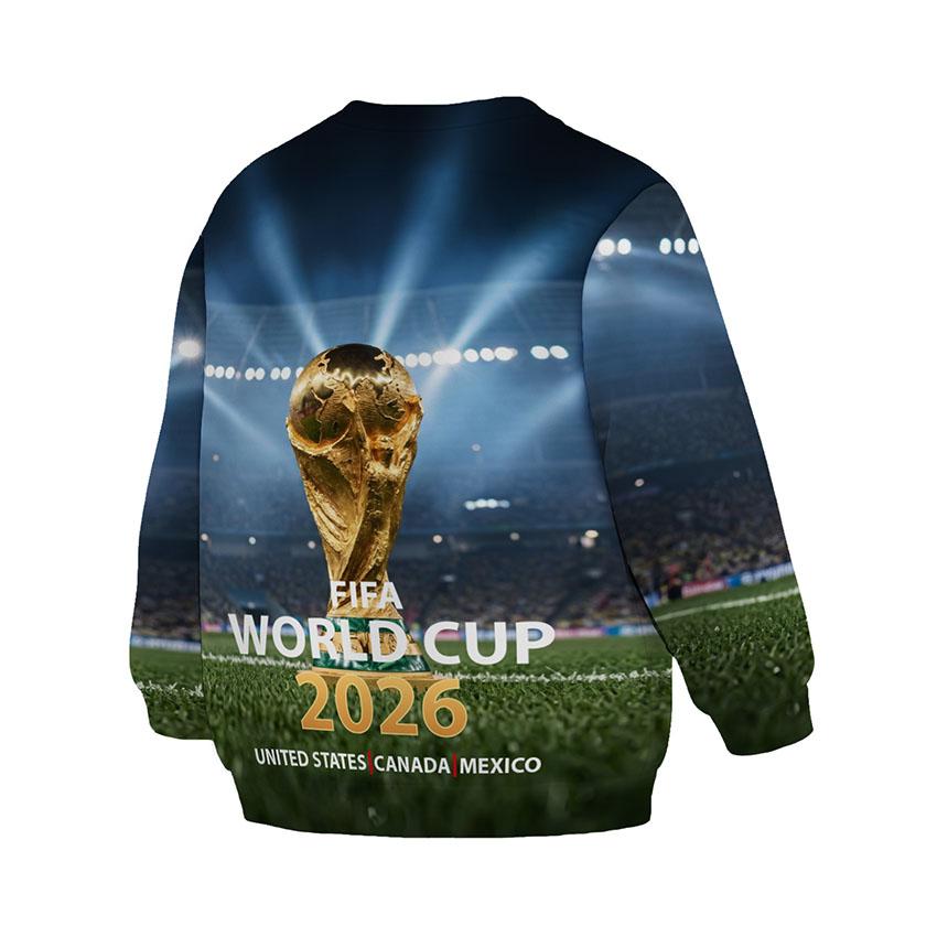 Свитшот детский с принтом «Кубок мира 2026. Ночной стадион. World Cup 2026. Night stadium»