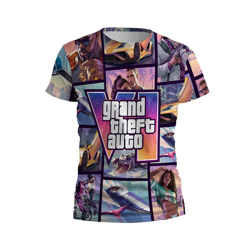 Футболка чоловіча спортивна з принтом «ГТА VI. Вайс Сіті. Grand Theft Auto VI. Vice City»