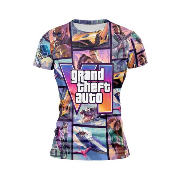 Футболка женская спортивная с принтом «ГТА VI. Вайс Сити. Grand Theft Auto VI. Vice City»