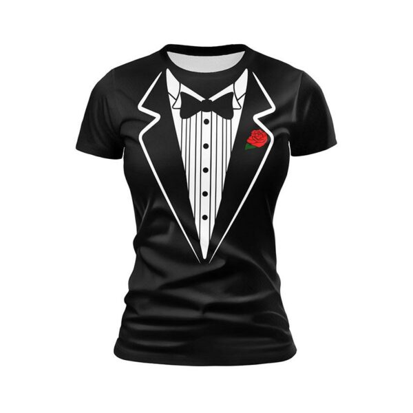 Футболка жіноча спортивна з принтом «Костюм з трояндою. Suit with rose»