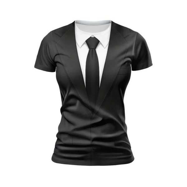 Футболка жіноча спортивна з принтом «Офіційний чорний костюм. Official black suit»