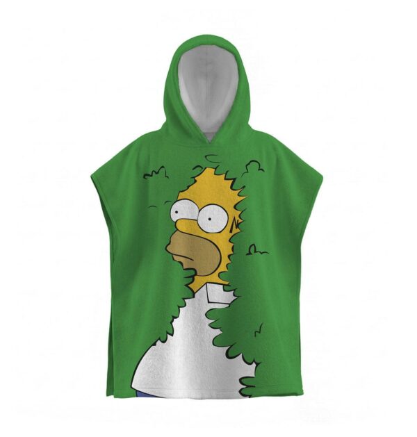 Дитячий пляжний рушник-пончо з принтом «Гомер Сімпсон. Хутко зник. Homer Simpson. Disappeared quickly. The Simpsons» з капюшоном, махра