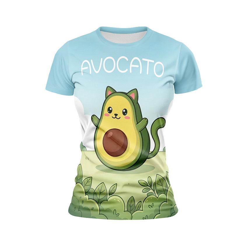 Футболка жіноча спортивна з принтом «Втомлений Авокадо кіт. Tired Avocado Cat»