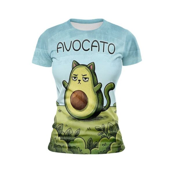 Футболка жіноча спортивна з принтом «Втомлений Авокадо кіт. Tired Avocado Cat»