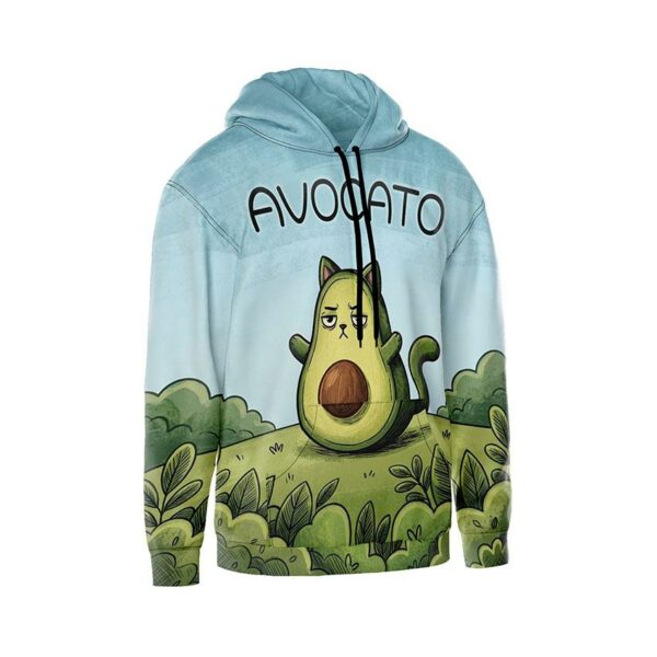 Худі чоловіче з принтом «Втомлений Авокадо кіт. Tired Avocado Cat»
