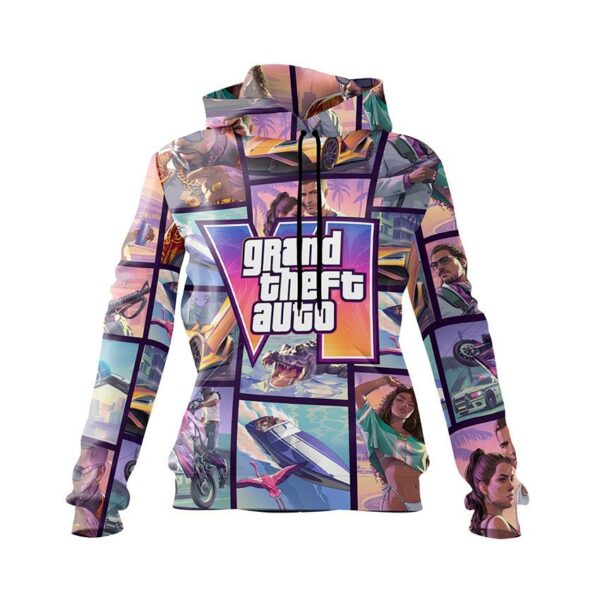 Худі жіноче з принтом «ГТА VI. Вайс Сіті. Grand Theft Auto VI. Vice City»
