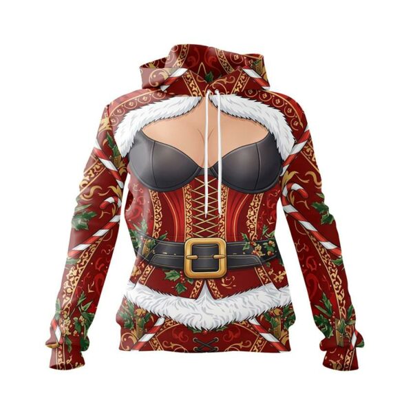 Худі жіноче з принтом «Новорічний корсет Санти. Christmas Santa Corset»