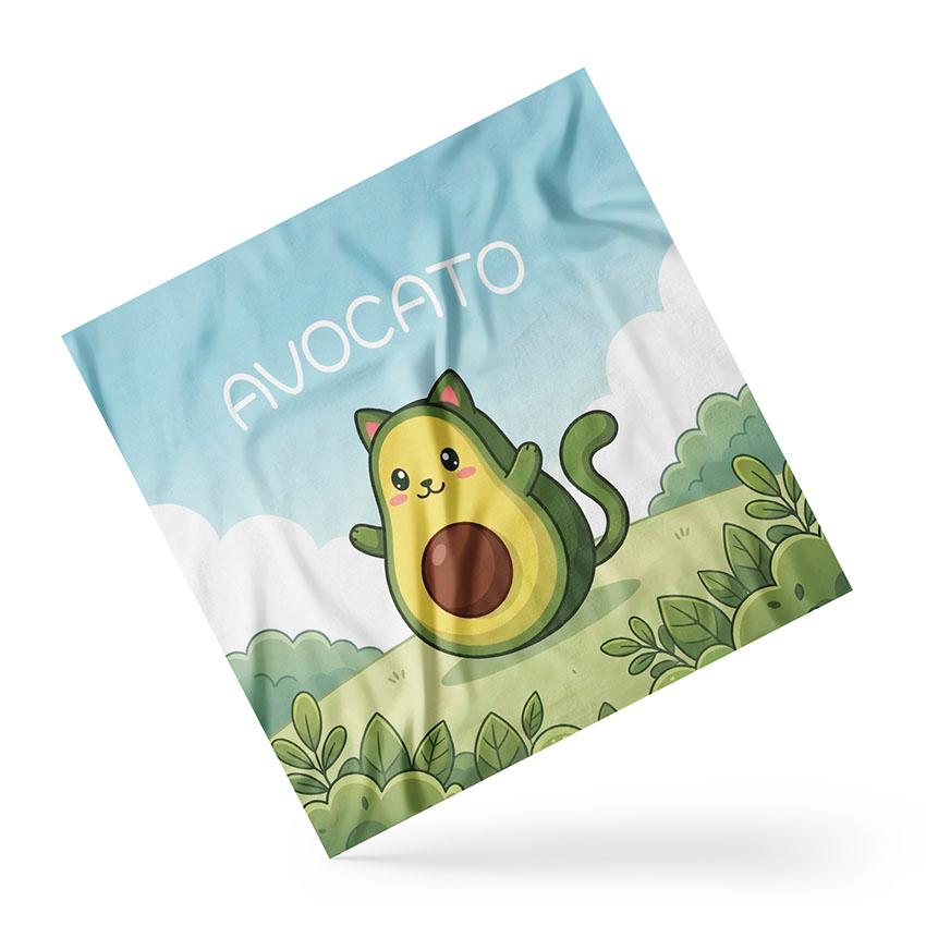 Хустка з принтом «Втомлений Авокадо кіт. Tired Avocado Cat»