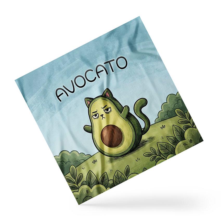 Хустка з принтом «Втомлений Авокадо кіт. Tired Avocado Cat»