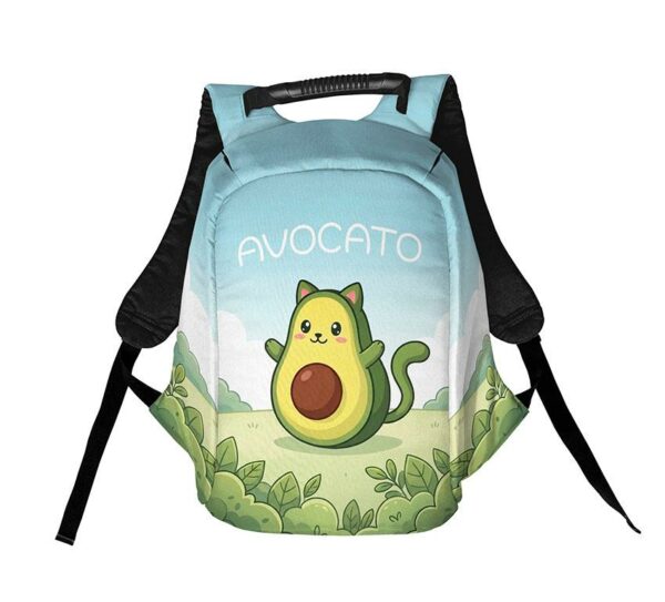 Рюкзак антикрадій з принтом "Радісний Авокадо котик. Joyful Avocado Cat"