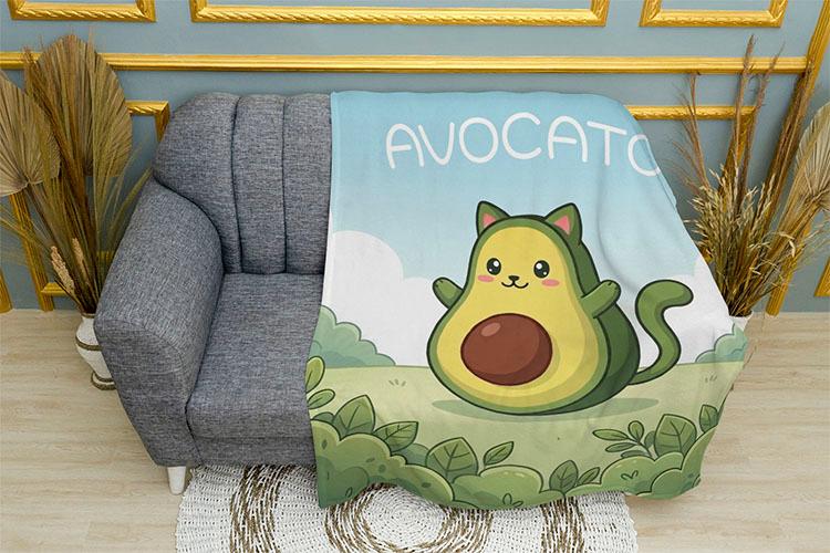 Плед «Втомлений Авокадо кіт. Tired Avocado Cat»