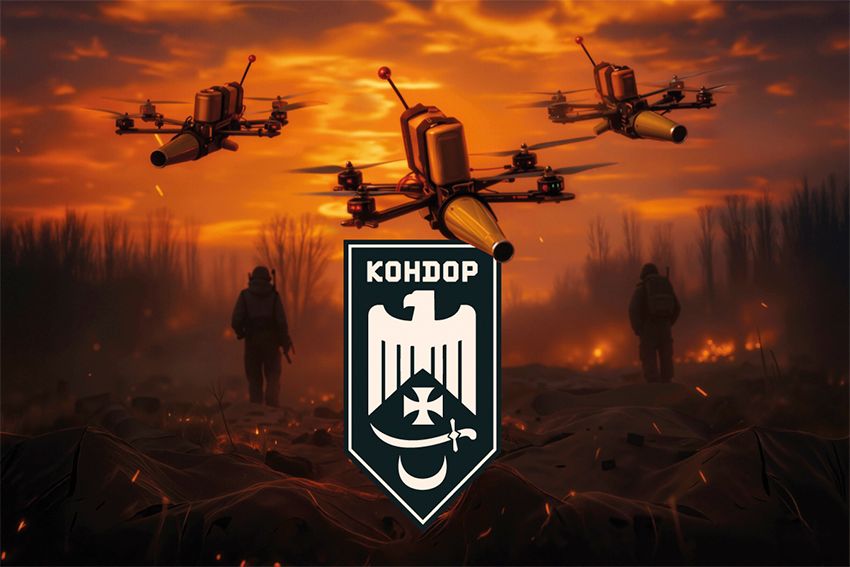 Флаг Батальон беспилотных систем «Кондор» 1 БрОН «Ураган» НГУ FPV дроны