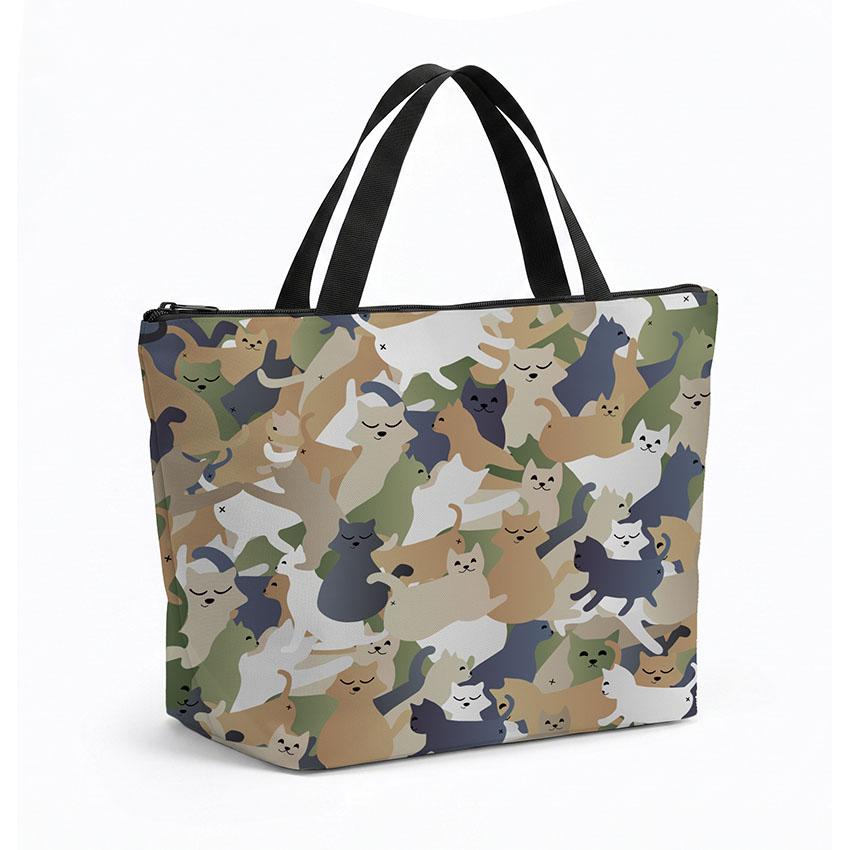 Сумка-холодильник з принтом «Кумедні котики. Камуфляж. Funny cats. Camouflage»