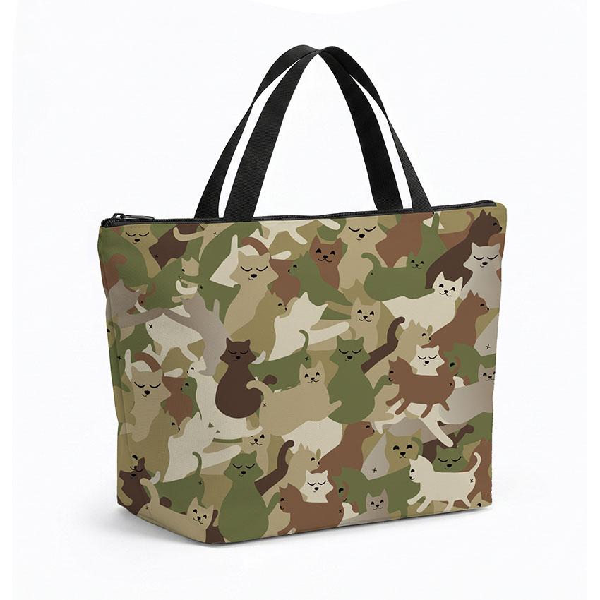 Сумка-холодильник з принтом «Кумедні котики. Камуфляж. Funny cats. Camouflage»