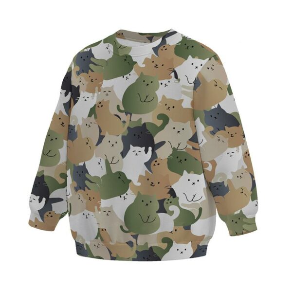 Свитшот детский с принтом «Кошачий камуфляж. Cat camouflage»