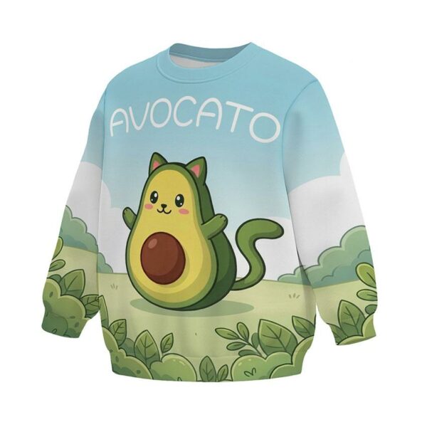 Світшот дитячий з принтом «Радісний Авокадо котик. Joyful Avocado Cat»